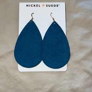 Nickel &  Suede peacock teardrop suede earrings